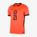 Camiseta de la primera equipación de Países Bajos para adulto, temporada 2026, con el nombre y dorsal oficial de F. DE JONG.