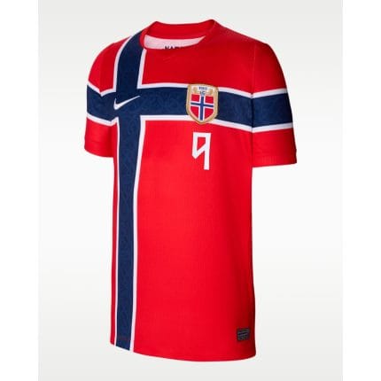 Camiseta de fútbol de la primera equipación de Noruega 2026 para adulto con el dorsal y nombre oficial de Haaland.