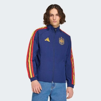 Chaqueta Himno Primera Equipación España oficial. Sudadera de fútbol roja para aficionados de la selección española.