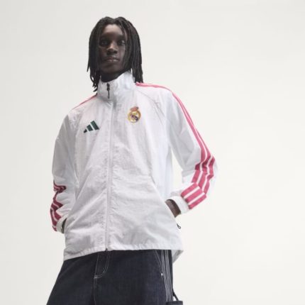 Chaqueta Himno Real Madrid primera equipación oficial. Sudadera de fútbol Real Madrid para pre-partido.