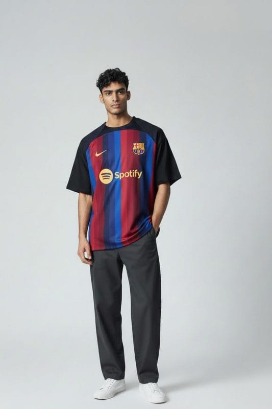 modelo con camiseta barcelona 2026-2027