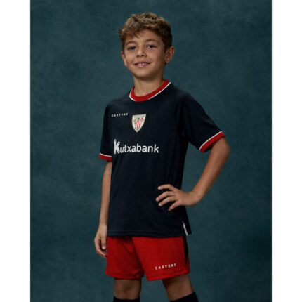 Segunda equipación del Athletic Club de Bilbao para niño temporada 26/27. Camiseta de fútbol oficial para los más pequeños.