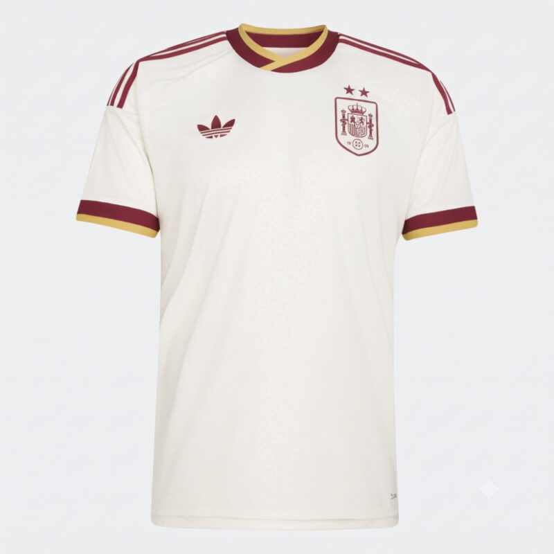 Camiseta de España versión visitante para adulto con dos estrellas del Mundial 2026. Modelo económico de la segunda equipación.