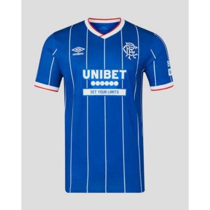 Vista frontal de la camiseta de la primera equipación para adulto del Rangers FC para la temporada 2026/27.