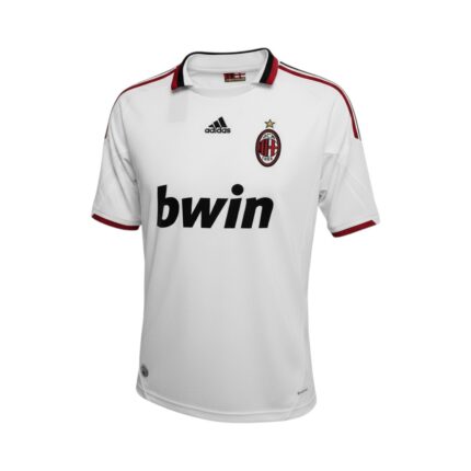 Camiseta retro AC Milan 2009/10 segunda equipación blanca — vista frontal en maniquí