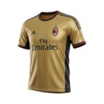 Camiseta retro AC Milan 2013/14 segunda equipación dorada — vista frontal en maniquí