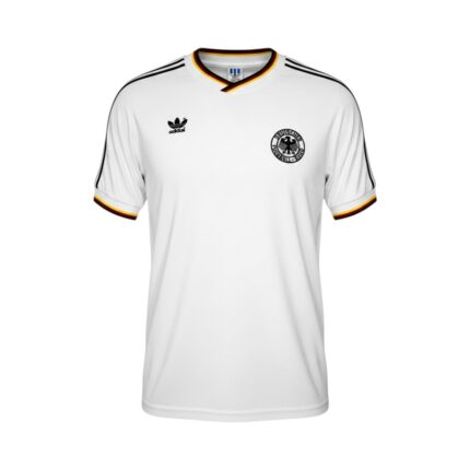 Camiseta retro Alemania 1986 primera equipación — vista frontal en maniquí