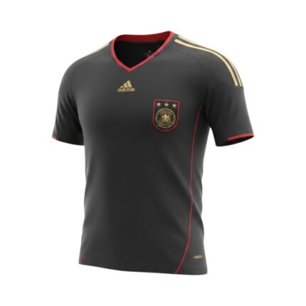 Camiseta retro Alemania 2010 segunda equipación negra — vista frontal en maniquí