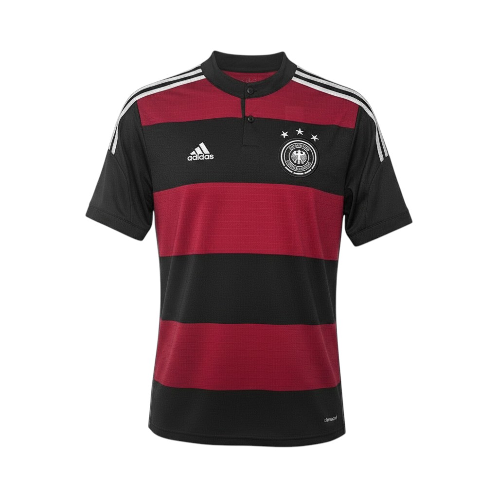 Camiseta retro Alemania 2014 segunda equipación vista frontal en maniquí Camiseta retro Alemania 2014 segunda equipación — vista frontal en maniquí
