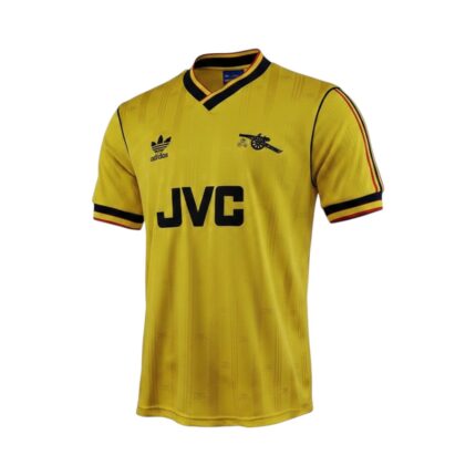 Camiseta retro Arsenal 1986/88 segunda equipación amarilla — vista frontal en maniquí