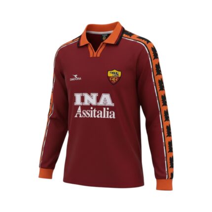Camiseta retro AS Roma 1998/99 primera equipación manga larga — vista frontal en maniquí