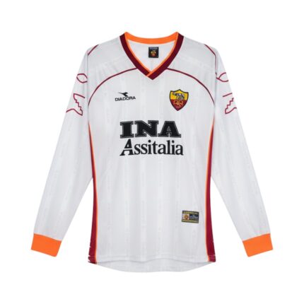 Camiseta retro AS Roma 1999/00 segunda equipación manga larga — vista frontal en maniquí