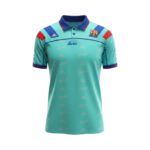 Camiseta retro FC Barcelona segunda equipación 1992-1995 Kappa turquesa — vista frontal en maniquí