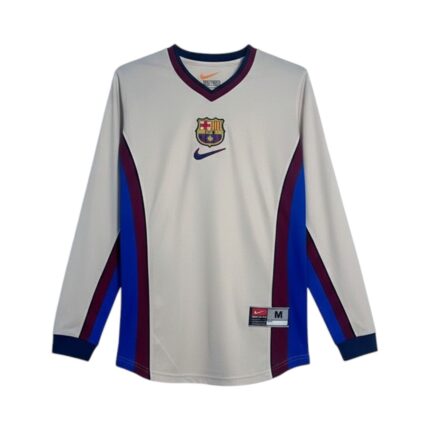 Camiseta retro FC Barcelona 1998/99 segunda equipación manga larga — vista frontal en maniquí