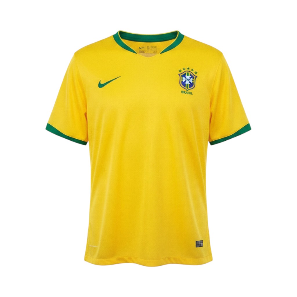 Camiseta retro Brasil 2006 Primera Equipación vista frontal en maniquí Camiseta retro Brasil 2006 Primera Equipación — vista frontal en maniquí