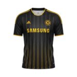 Camiseta retro del Chelsea, segunda equipación de la temporada 2010/11, color negro y amarillo. — vista frontal en maniquí