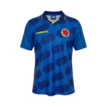 Camiseta retro azul de Colombia de la temporada 1994, segunda equipación. — vista frontal en maniquí
