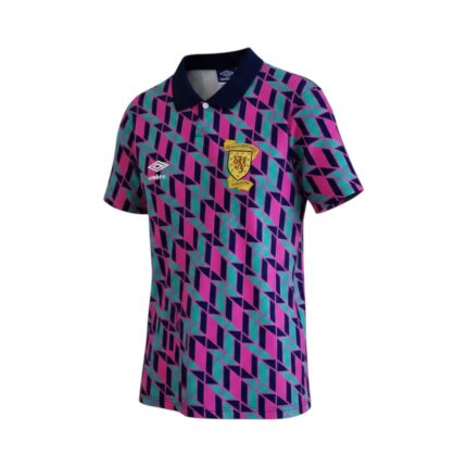 Camiseta retro de fútbol de Escocia de la segunda equipación de la temporada 1988/89. — vista frontal en maniquí