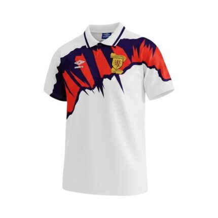 Camiseta retro Escocia segunda equipación 1991-1993 Umbro — vista frontal en maniquí