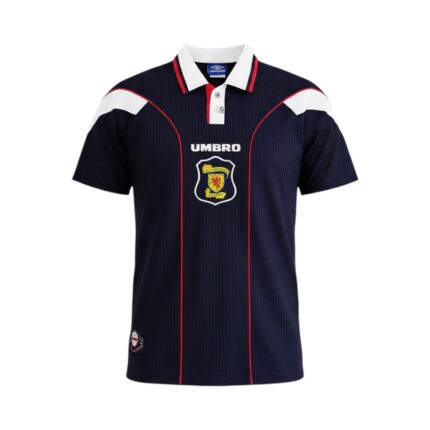 Camiseta retro de la primera equipación de Escocia 1996-1998 — vista frontal en maniquí