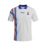 Camiseta retro Francia 1994 segunda equipación Adidas blanca — vista frontal en maniquí