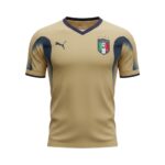 Camiseta de portero retro de Italia 2006, color dorado — vista frontal en maniquí