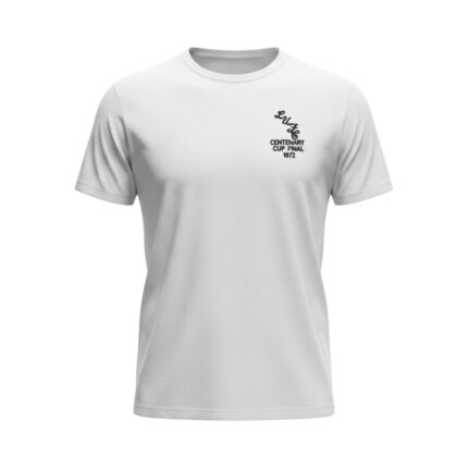 Camiseta retro Leeds United 1972 Primera Equipación conmemorativa Centenary Cup — vista frontal en maniquí