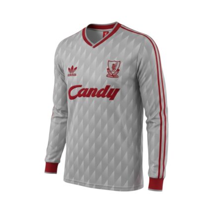 Camiseta retro Liverpool 1989/91 segunda equipación manga larga — vista frontal en maniquí