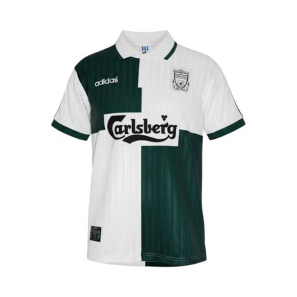 Camiseta retro Liverpool 1995/96 segunda equipación — vista frontal en maniquí