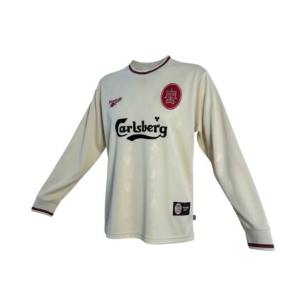 Camiseta retro Liverpool 1996/97 segunda equipación manga larga — vista frontal en maniquí