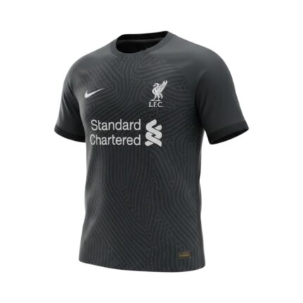 Camiseta de portero retro del Liverpool FC temporada 2020/21 en color negro. — vista frontal en maniquí