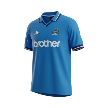 Camiseta retro Manchester City 1997/98 primera equipación — vista frontal en maniquí