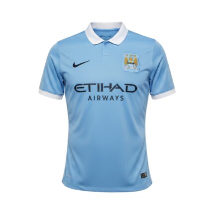 Camiseta retro Manchester City 2015/16 primera equipación — vista frontal en maniquí