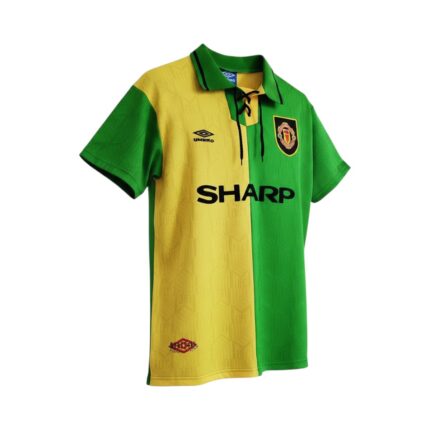 Camiseta retro Manchester United 1992/94 tercera equipación — vista frontal en maniquí