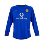 Camiseta retro Manchester United 2002/03 tercera equipación manga larga — vista frontal en maniquí