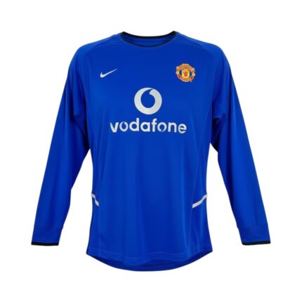 Camiseta retro Manchester United 2002/03 tercera equipación manga larga — vista frontal en maniquí