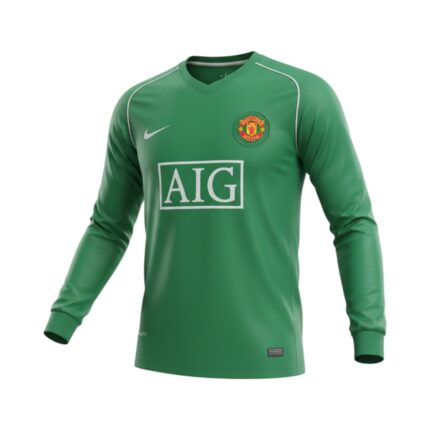 Camiseta retro Manchester United 2007/08 de portero manga larga — vista frontal en maniquí