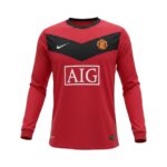 Camiseta retro Manchester United 2007-2008 primera equipación manga larga — vista frontal en maniquí