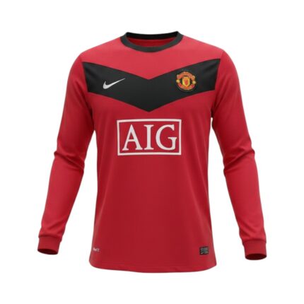 Camiseta retro Manchester United 2007-2008 primera equipación manga larga — vista frontal en maniquí