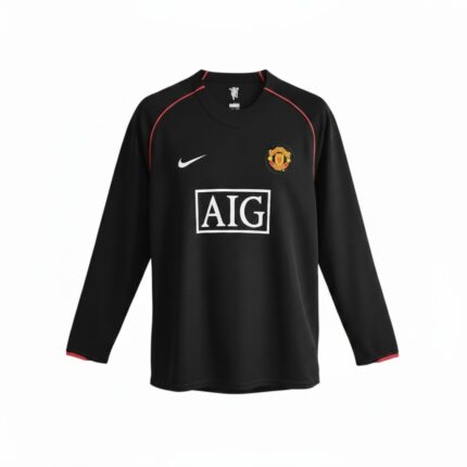 camiseta retro manchester united 2007-2008 segunda equipacion manga larga