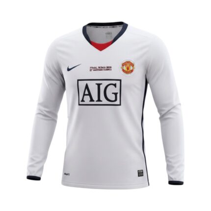 Camiseta retro Manchester United 2008/09 segunda equipación manga larga para la final de la Champions League. — vista frontal en maniquí