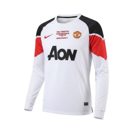 Camiseta retro Manchester United 2010/11 segunda equipación manga larga — vista frontal en maniquí