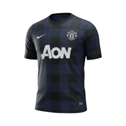 Camiseta retro Manchester United 2013/14 segunda equipación a cuadros — vista frontal en maniquí