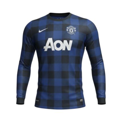 Camiseta retro Manchester United 2013/14 segunda equipación manga larga — vista frontal en maniquí