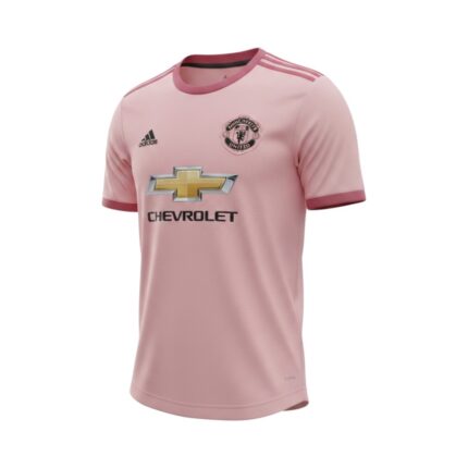 Camiseta retro Manchester United 2018/19 tercera equipación rosa — vista frontal en maniquí