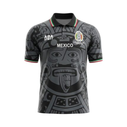 Camiseta retro México 1998 tercera equipación calendario azteca — vista frontal en maniquí