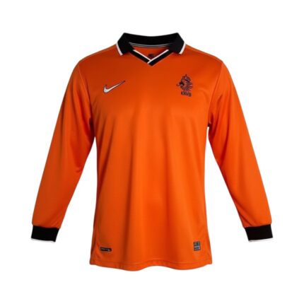Camiseta retro de fútbol de Países Bajos, primera equipación, temporada 1998, manga larga. — vista frontal en maniquí