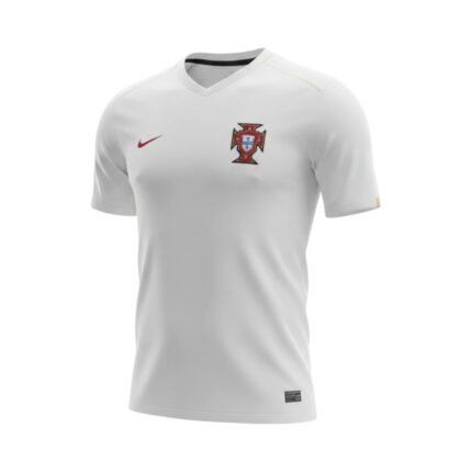 Camiseta retro Portugal 2006 tercera equipación blanca — vista frontal en maniquí