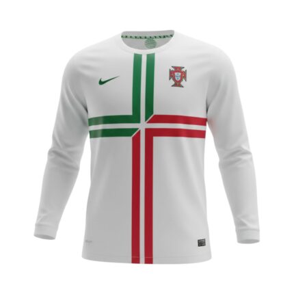 Camiseta retro Portugal 2012 segunda equipación manga larga — vista frontal en maniquí