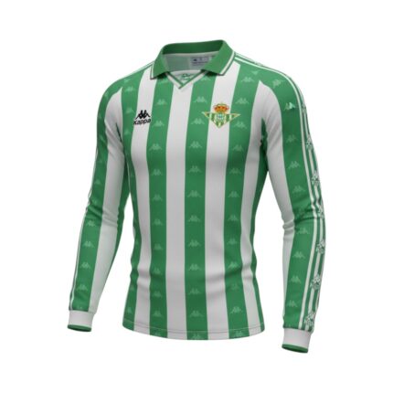 Camiseta retro del Real Betis de la temporada 1995/97, primera equipación de manga larga. — vista frontal en maniquí